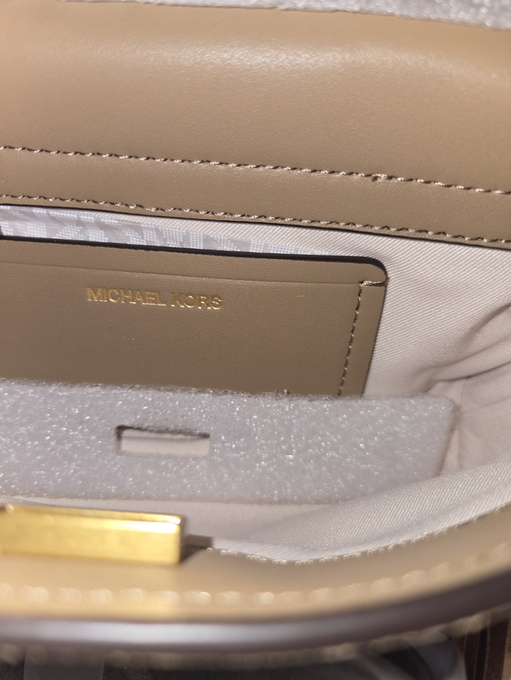MICHAEL Michael Kors Bryant Fringe Crossbody Pouchette Suede Leather (Husk) NWT. - Picture 4 of 4